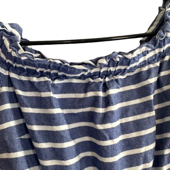 Eliza J Blue & White Striped Cotton Short Sleeve Tassel Pocket Dress Women Sz 0 - Picture 6 of 8